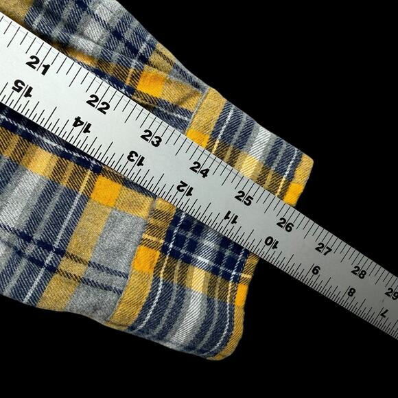St John’s Bay Men’s XL Button Down Plaid Flannel Shirt Yellow Gray Long Sleeve - Picture 5 of 10